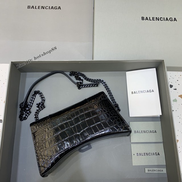 Balenciaga專櫃爆款鱷魚紋鏈條包女士肩背包 巴黎世家沙漏鏈條斜挎包 fyj1894